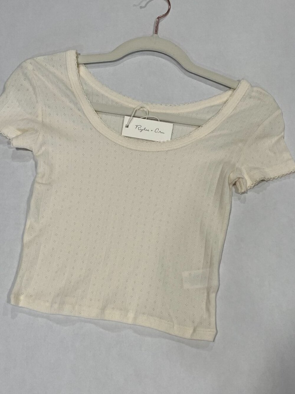 Girl - 2-3Y, 6-7Y, 10Y, 12Y, 14Y, 16Y - NWT Rylee + Cru Pointelle Ivory Tee